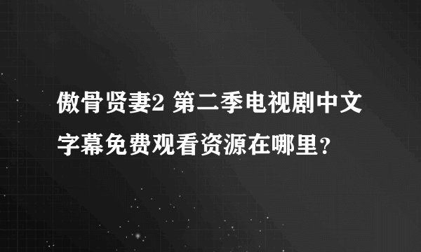 傲骨贤妻2 第二季电视剧中文字幕免费观看资源在哪里？
