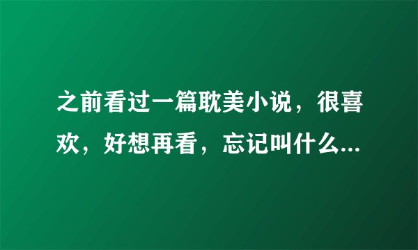 之前看过一篇耽美小说，很喜欢，好想再看，忘记叫什么名字了，剧情大