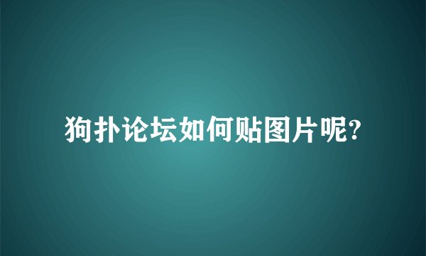 狗扑论坛如何贴图片呢?