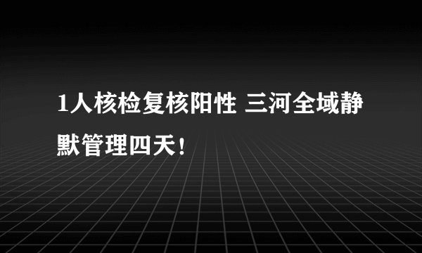 1人核检复核阳性 三河全域静默管理四天！