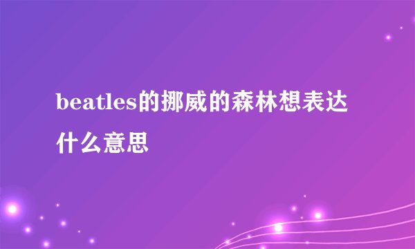 beatles的挪威的森林想表达什么意思