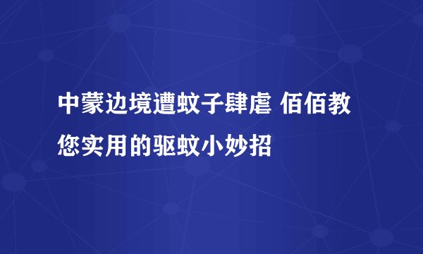 中蒙边境遭蚊子肆虐 佰佰教您实用的驱蚊小妙招
