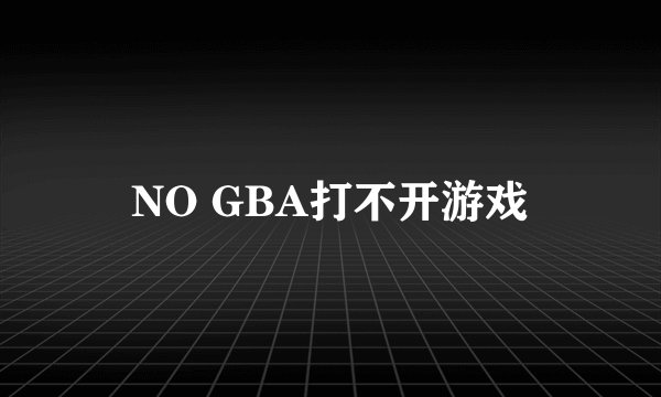 NO GBA打不开游戏
