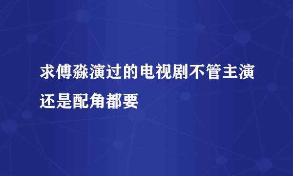 求傅淼演过的电视剧不管主演还是配角都要