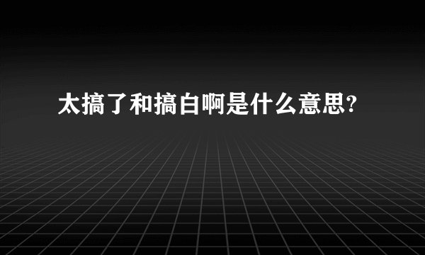 太搞了和搞白啊是什么意思?