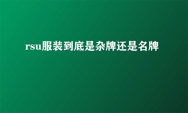 rsu服装到底是杂牌还是名牌