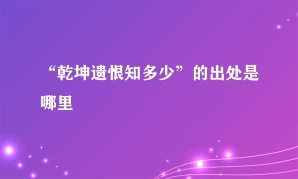 “乾坤遗恨知多少”的出处是哪里