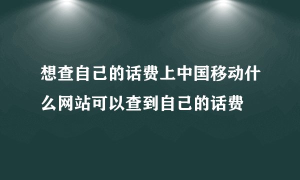 想查自己的话费上中国移动什么网站可以查到自己的话费