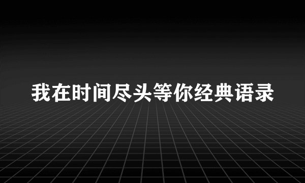 我在时间尽头等你经典语录