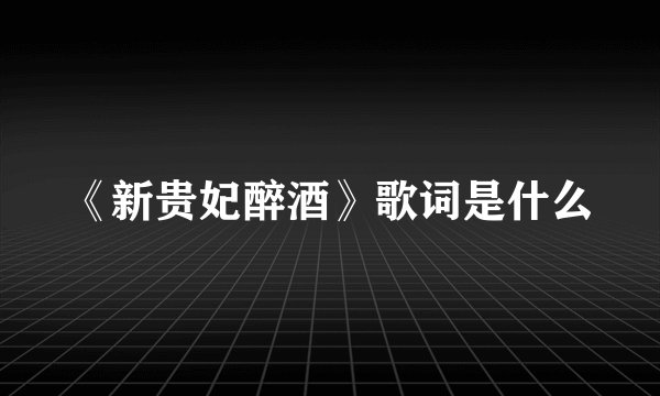 《新贵妃醉酒》歌词是什么