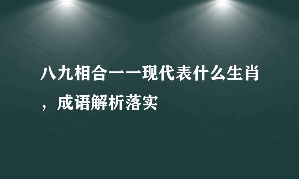 八九相合一一现代表什么生肖，成语解析落实