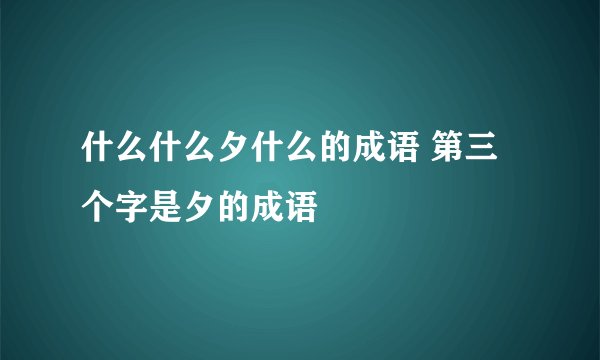 什么什么夕什么的成语 第三个字是夕的成语