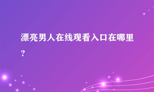 漂亮男人在线观看入口在哪里？