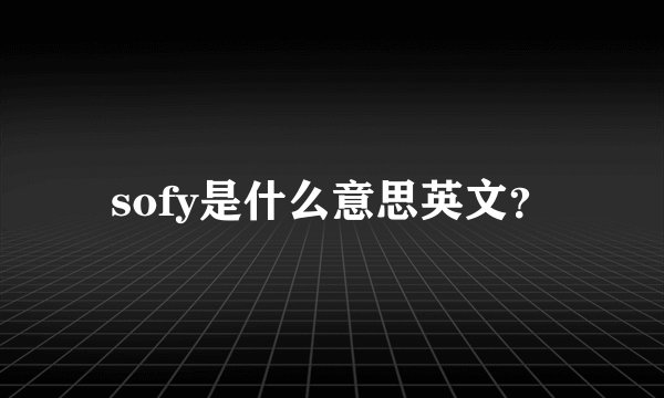 sofy是什么意思英文？