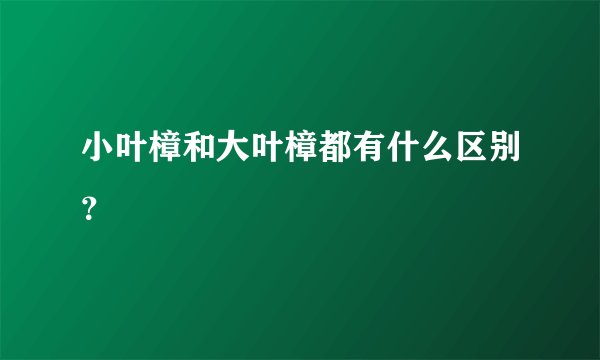 小叶樟和大叶樟都有什么区别？