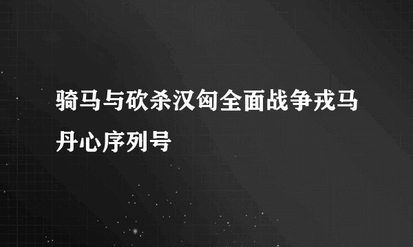 骑马与砍杀汉匈全面战争戎马丹心序列号