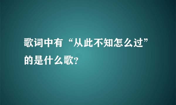 歌词中有“从此不知怎么过”的是什么歌？