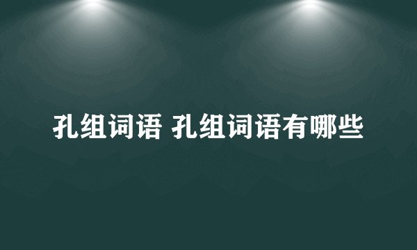 孔组词语 孔组词语有哪些