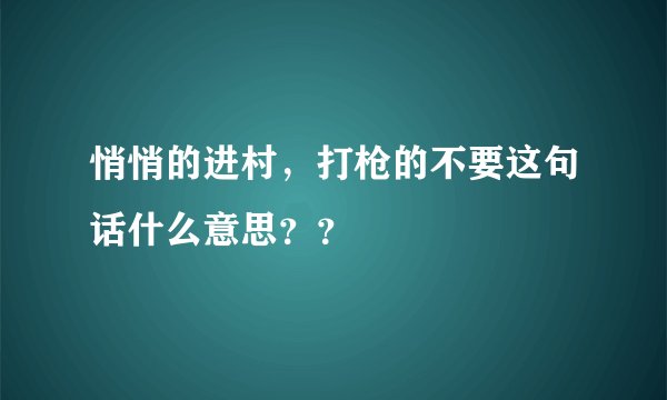 悄悄的进村，打枪的不要这句话什么意思？？