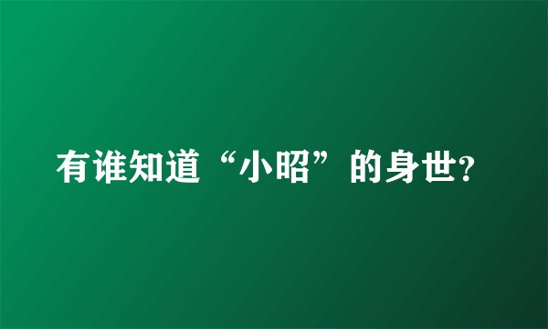有谁知道“小昭”的身世?
