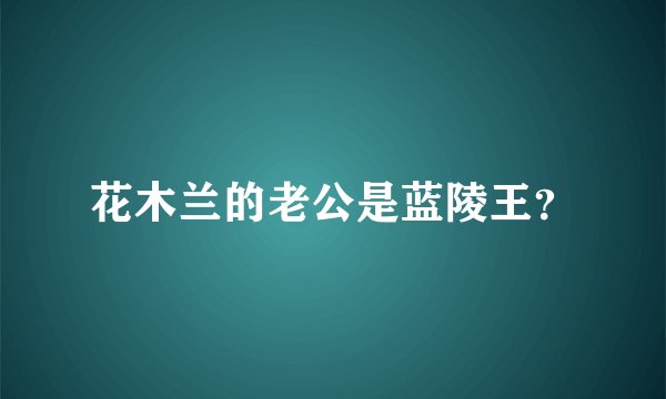 花木兰的老公是蓝陵王？