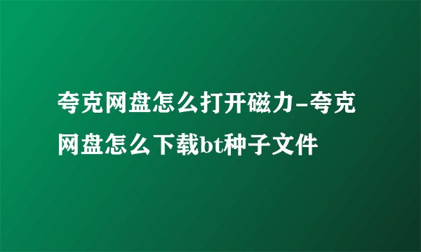 夸克网盘怎么打开磁力-夸克网盘怎么下载bt种子文件