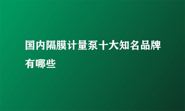 国内隔膜计量泵十大知名品牌有哪些