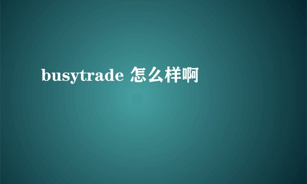 busytrade 怎么样啊