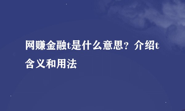 网赚金融t是什么意思？介绍t含义和用法
