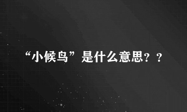 “小候鸟”是什么意思？？