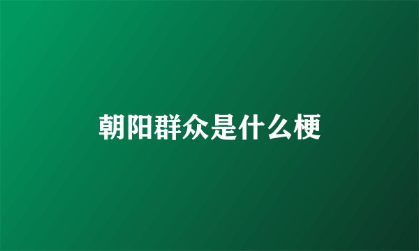 朝阳群众是什么梗