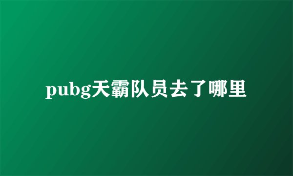 pubg天霸队员去了哪里