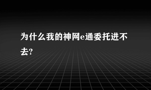 为什么我的神网e通委托进不去?