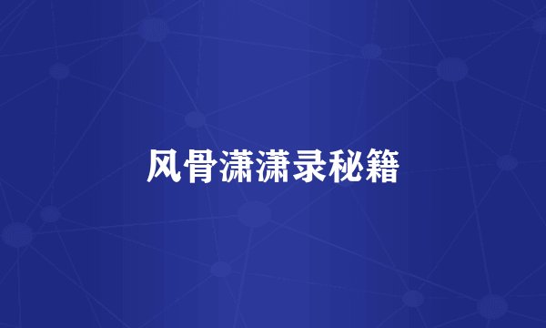 风骨潇潇录秘籍