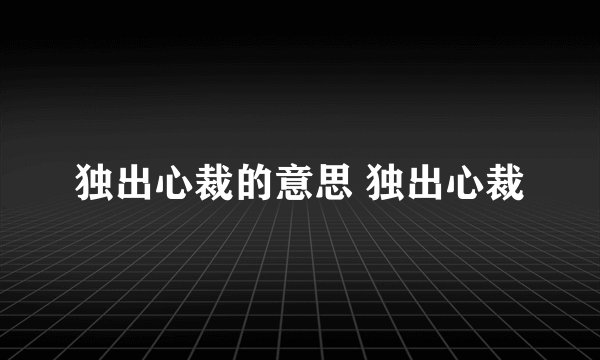 独出心裁的意思 独出心裁