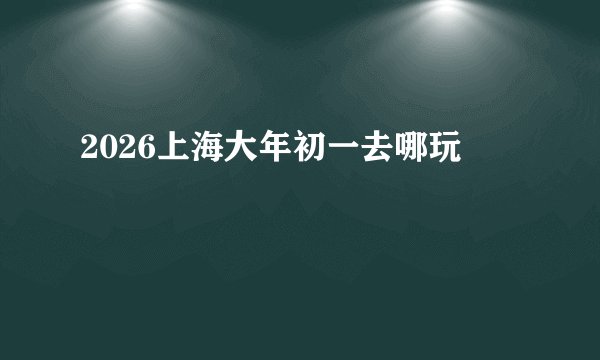 2026上海大年初一去哪玩