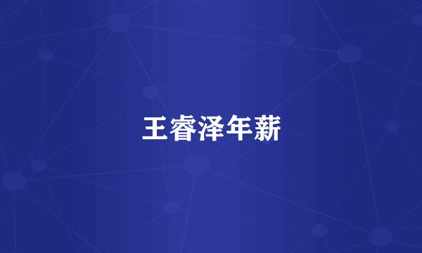 王睿泽年薪