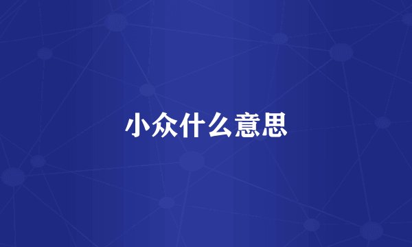 小众什么意思