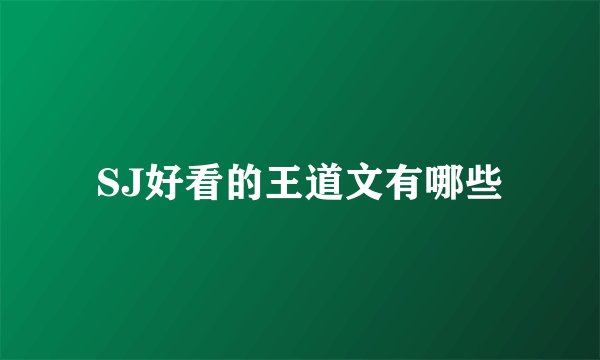 SJ好看的王道文有哪些