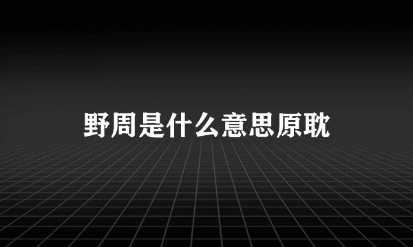 野周是什么意思原耽