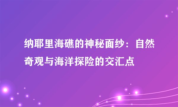 纳耶里海礁的神秘面纱：自然奇观与海洋探险的交汇点