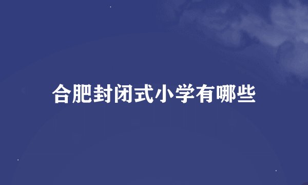合肥封闭式小学有哪些