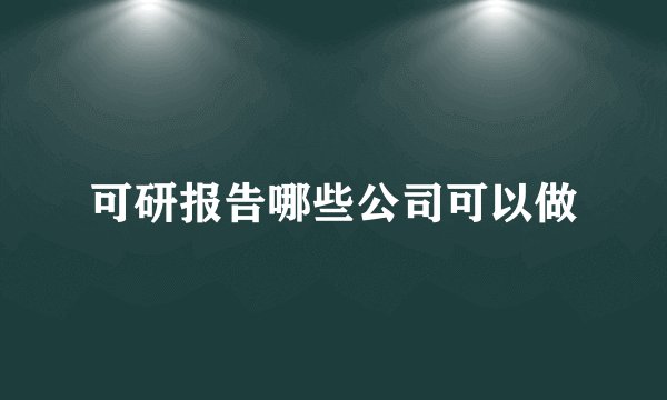 可研报告哪些公司可以做