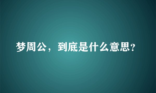 梦周公，到底是什么意思？