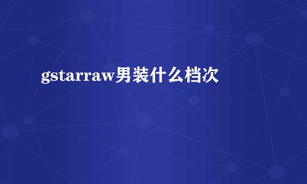 gstarraw男装什么档次