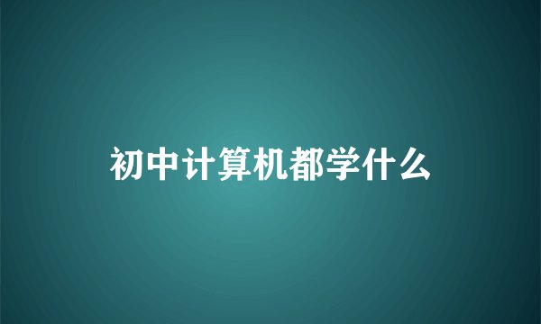 初中计算机都学什么