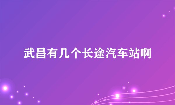 武昌有几个长途汽车站啊