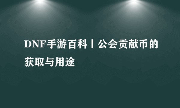 DNF手游百科丨公会贡献币的获取与用途