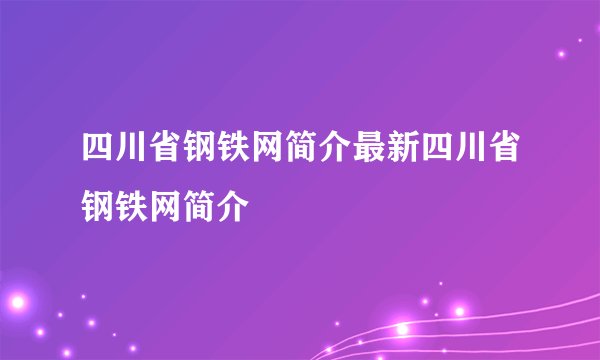 四川省钢铁网简介最新四川省钢铁网简介