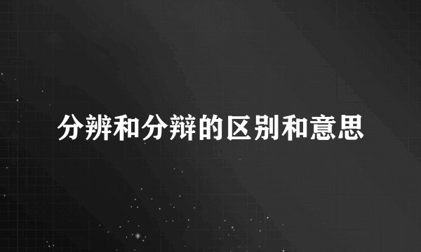 分辨和分辩的区别和意思